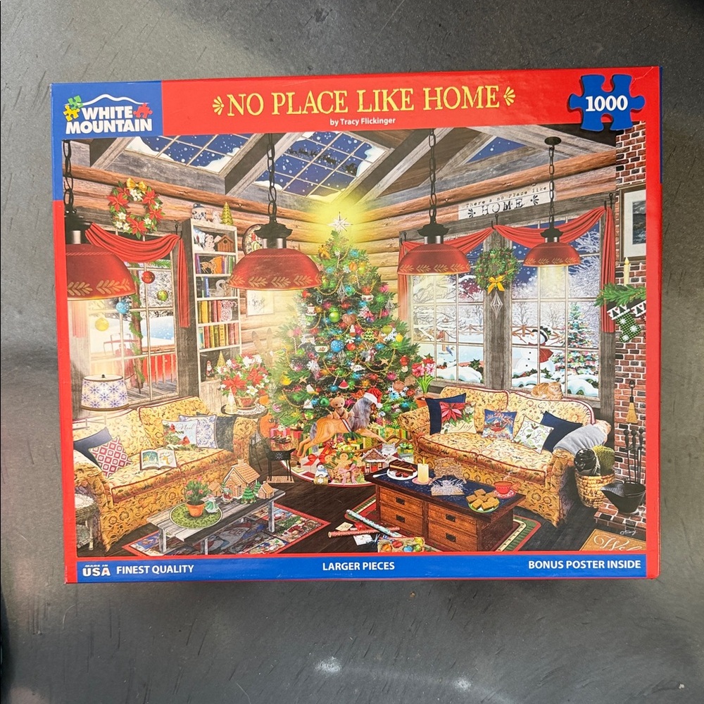 White Mountain No Place Like Home Holiday Puzzle - Red Accents
